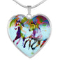 American Quarter Horse Print Heart Pendant Luxury Necklace