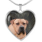 South African Boerboel Dog Print Heart Pendant Luxury Necklace