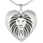 Lion Black&White Art Print Heart Charm Necklaces