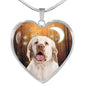 Clumber Spaniel Print Heart Pendant Luxury Necklace