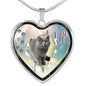 Lovely Korat Cat Print Heart Charm Necklaces