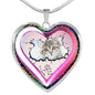 Cute Painted Cat Print Heart Charm Necklaces