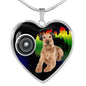Irish Terrier Dog Print Heart Pendant Luxury Necklace