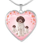 Lagotto Romagnolo Dog Print Heart Pendant Luxury Necklace