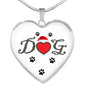 Dog With Paws Print Heart Pendant Luxury Necklace