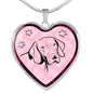 German Shorthaired Pointer Dog Print Heart Charm Necklaces