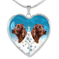 Irish Setter Dog Print Heart Pendant Luxury Necklace