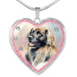 Leonberger Dog Art Print Heart Charm Necklaces