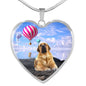 Spanish Mastiff Dog Print Heart Pendant Luxury Necklace