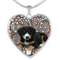 Entlebucher Mountain Dog Print Heart Pendant Luxury Necklace