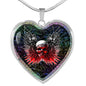 Gun And Skull Print Heart Charm Necklaces