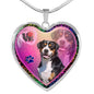 Greater Swiss Mountain Dog Print Heart Charm Necklaces