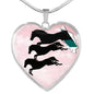 Horse Running Art Print Heart Charm Necklaces