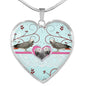 Cute African Grey Parrot Print Heart Pendant Luxury Necklace