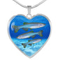 Slender danios Fish Print Heart Pendant Luxury Necklace