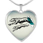 Greyhound Dog Art Print Heart Charm Necklaces