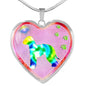 Bedlington Terrier Dog Art Print Heart Charm Necklaces