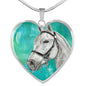 Andalusian Horse Watercolor Art Print Heart Charm Necklaces