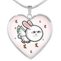 Flying Cat Print Heart Pendant Luxury Necklace