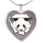 Amazing Panda Vector Art Print Heart Charm Necklaces
