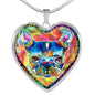 Colorful French Bulldog Print Heart Charm Necklaces
