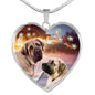 English Mastiff Print Heart Pendant Luxury Necklace