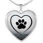 Paws Black Print Heart Pendant Luxury Necklace