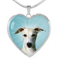 Whippet Dog Print Heart Pendant Luxury Necklace