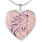 Lovely Horse Art Print Heart Charm Necklaces