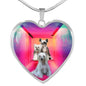 Chinese Crested Dog Print Heart Pendant Luxury Necklace