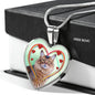 Somali Cat Print Heart Pendant Luxury Necklace
