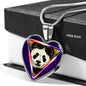 Cute Panda Art Print Heart Charm Necklaces