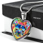 Colorful French Bulldog Print Heart Charm Necklaces