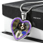 English Toy Spaniel Dog Print Heart Charm Necklaces