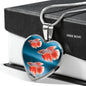 Siamese Fighting Fish Print Heart Charm Necklace
