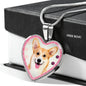 Pembroke Welsh Corgi Dog Print Heart Charm Necklaces