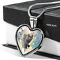 Lovely Korat Cat Print Heart Charm Necklaces