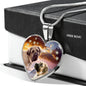 English Mastiff Print Heart Pendant Luxury Necklace
