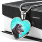 Scottish Deerhound Dog Print Heart Pendant Luxury Necklace