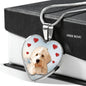 Goldendoodle Print Heart Pendant Luxury Necklace