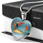 Goldfish Print Heart Charm Necklace