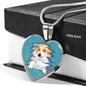 Pembroke Welsh Corgi Dog Art Print Heart Charm Necklaces