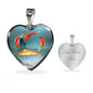 Goldfish Print Heart Charm Necklace