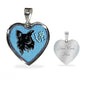 Papillon Dog On Denim Print Heart Charm Necklaces
