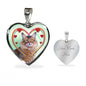Somali Cat Print Heart Pendant Luxury Necklace