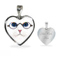 Cute Cat With Glasses Heart Pendant Luxury Necklace