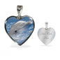 Cute Dolphin Print Heart Pendant Luxury Necklace