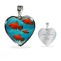 Southern platyfish Fish Print Heart Charm Necklaces