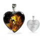 Roaring Lion Art Print Heart Charm Necklaces
