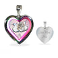 Cute Painted Cat Print Heart Charm Necklaces